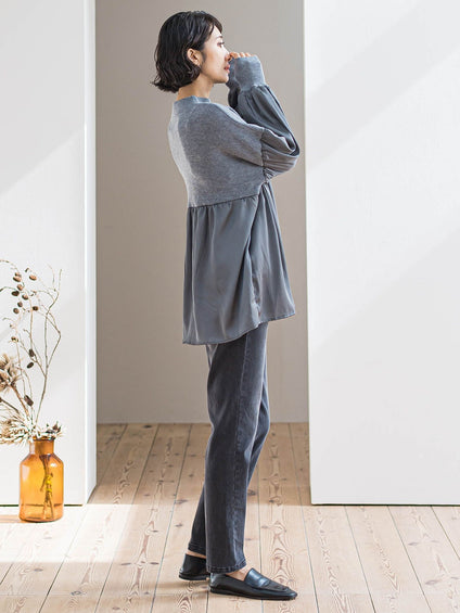 【WEB限定】”1枚でサマになる”とろみサテンふんわりニット