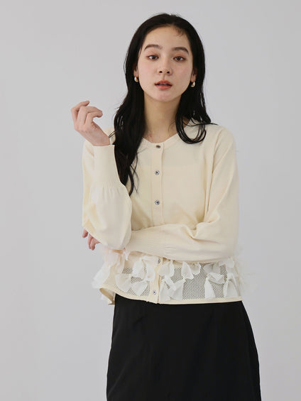 ブルーミングリボンニットカーディガン