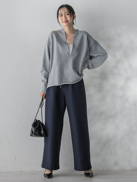 裏毛Vネックカットソー≪手洗い可能≫