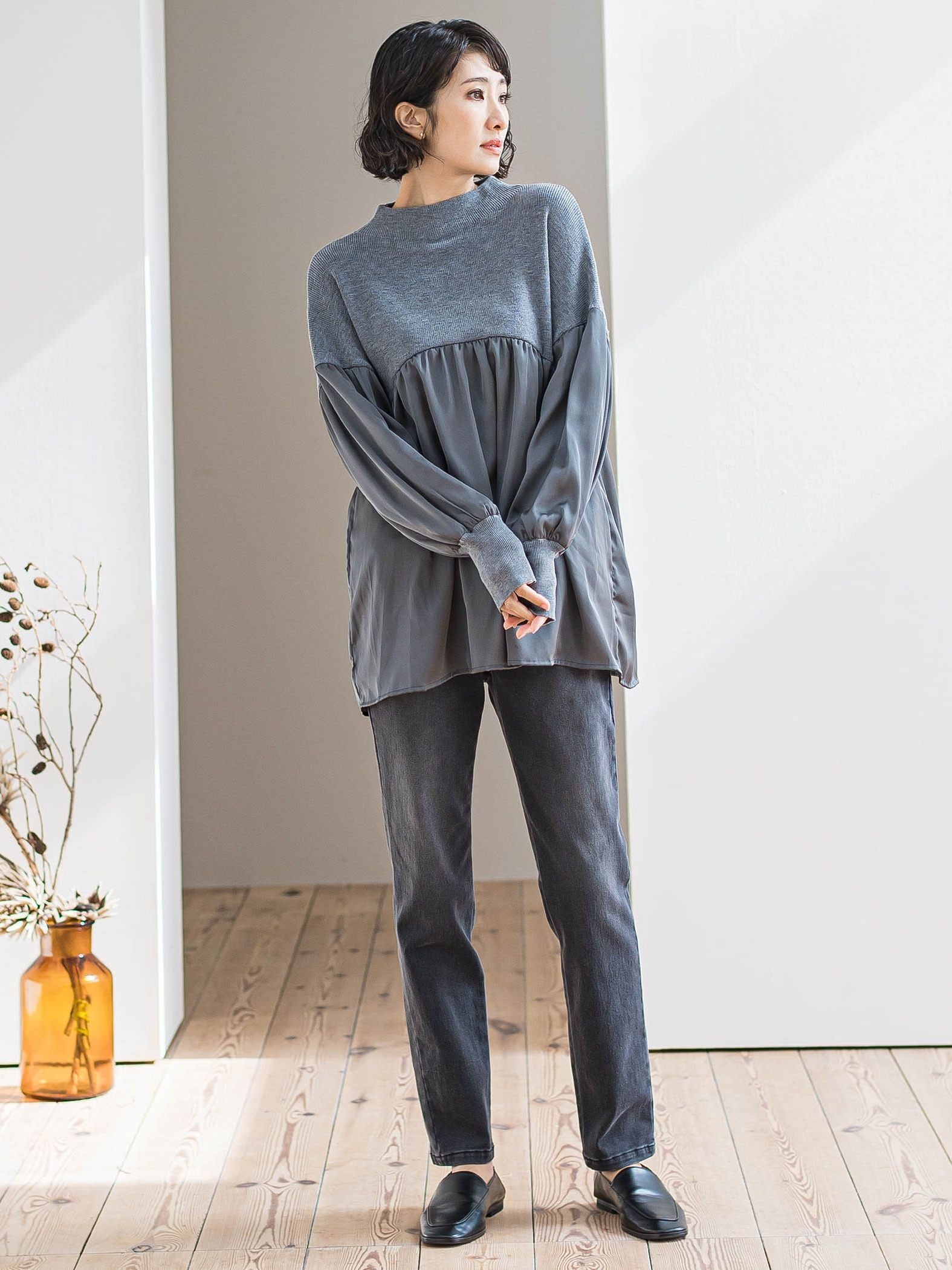 【WEB限定】”1枚でサマになる”とろみサテンふんわりニット