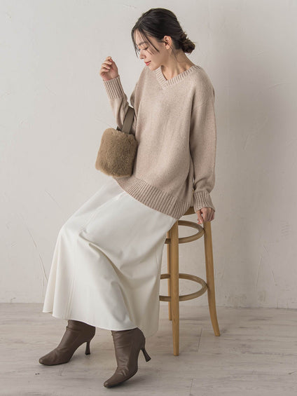 スパンコールVネックニット≪手洗い可能≫