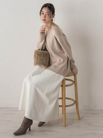 両面起毛ストレッチスカート≪洗濯機で洗える≫