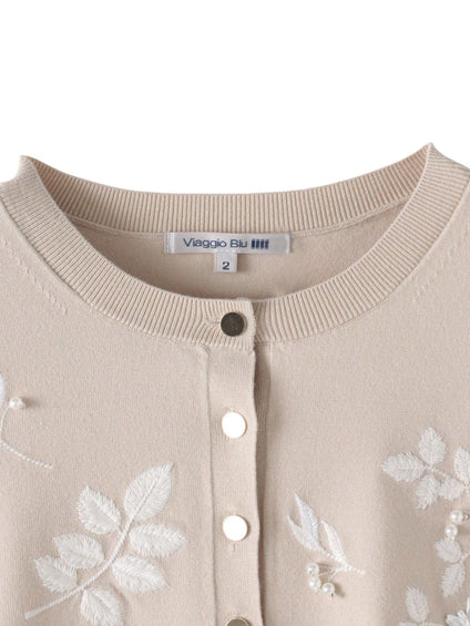 ボタニカルモチーフ刺繍カーディガン