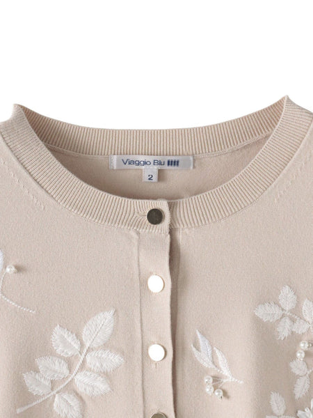 ボタニカルモチーフ刺繍カーディガン