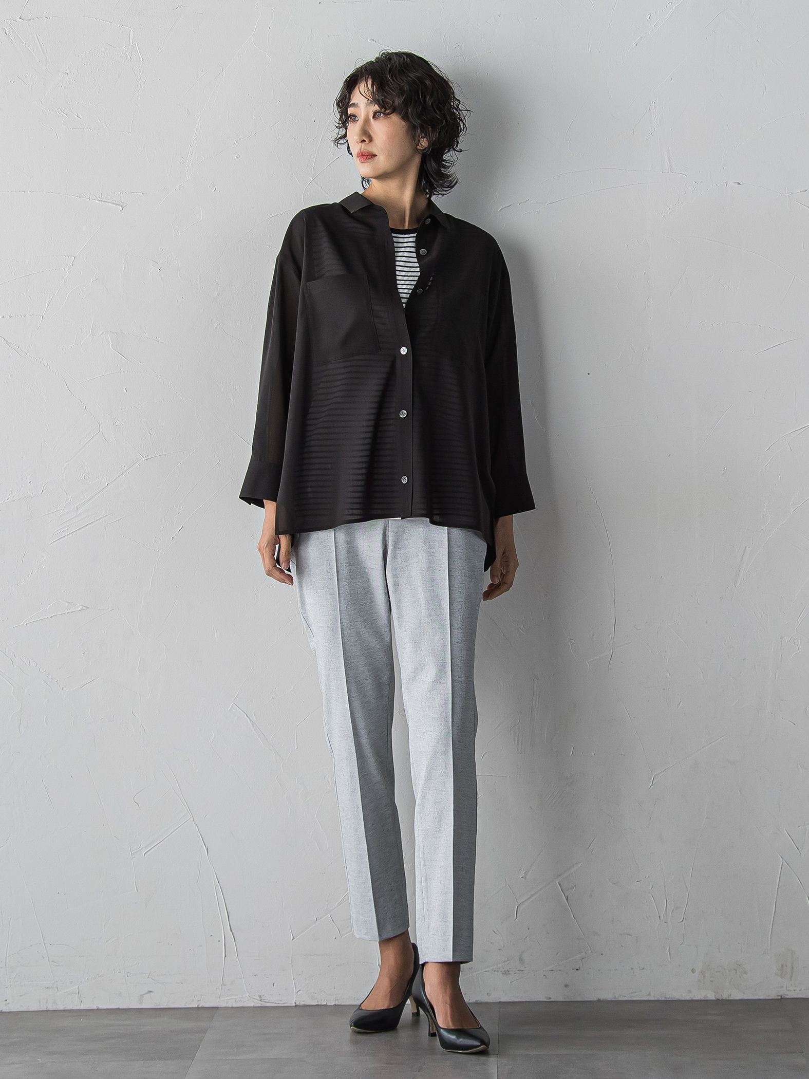 【WEB限定/+5cm丈長め】シェルタリングテーパードパンツ