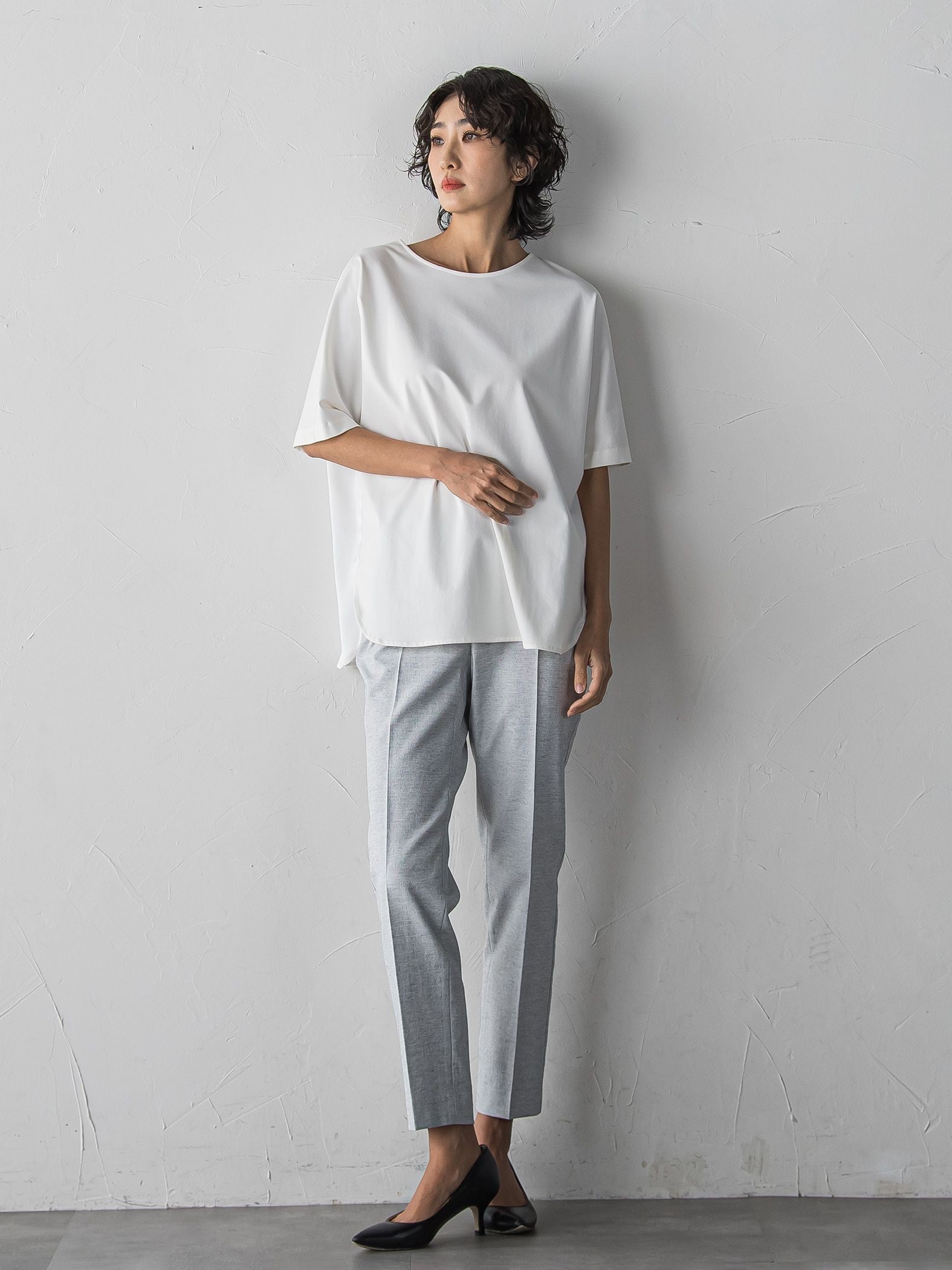 【WEB限定/+5cm丈長め】シェルタリングテーパードパンツ