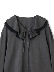 ナチュラルストレッチフレアカラーブラウス≪手洗い可能≫