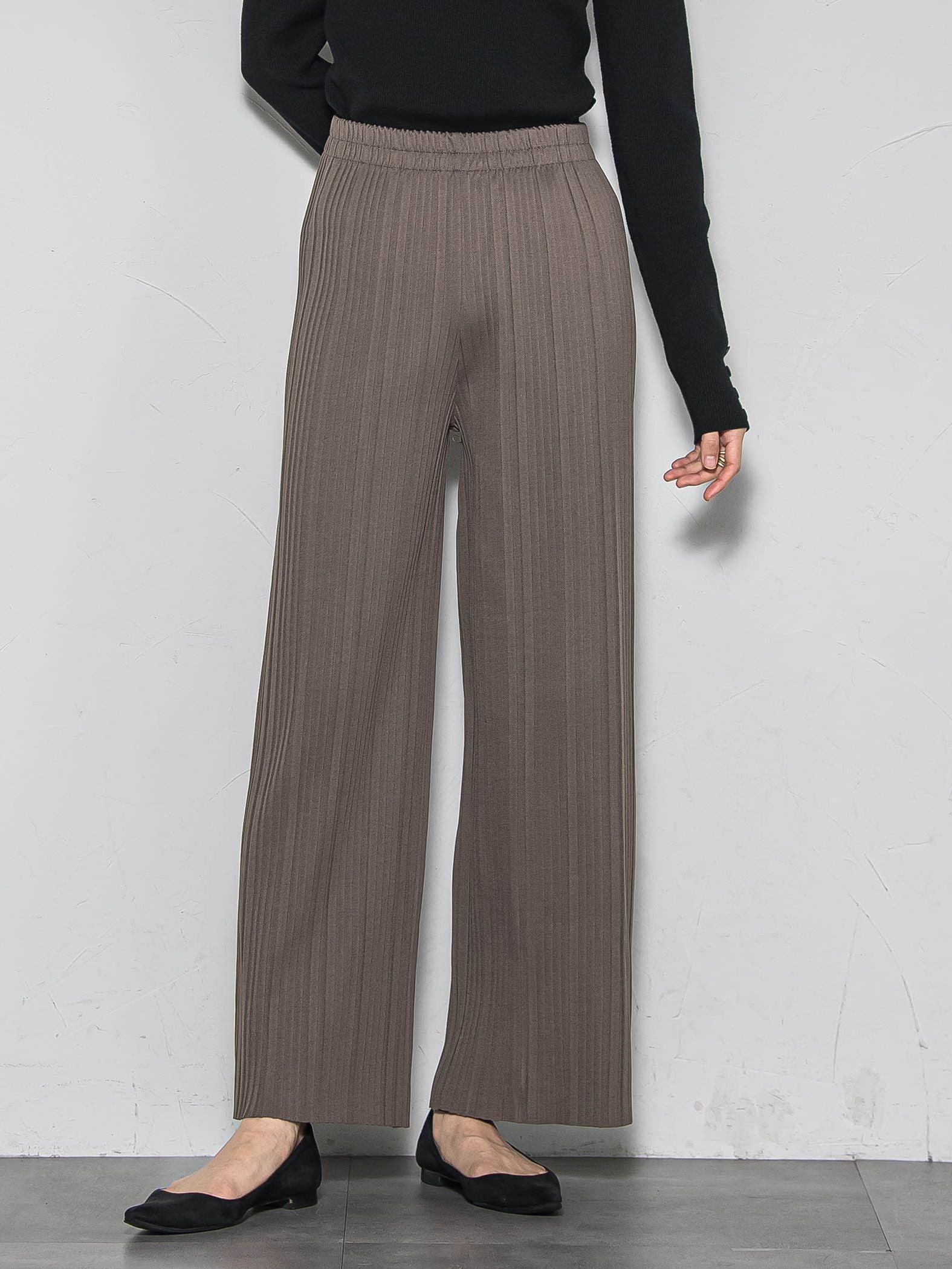 【WEB限定】裏起毛プリーツパンツ≪手洗い可能≫