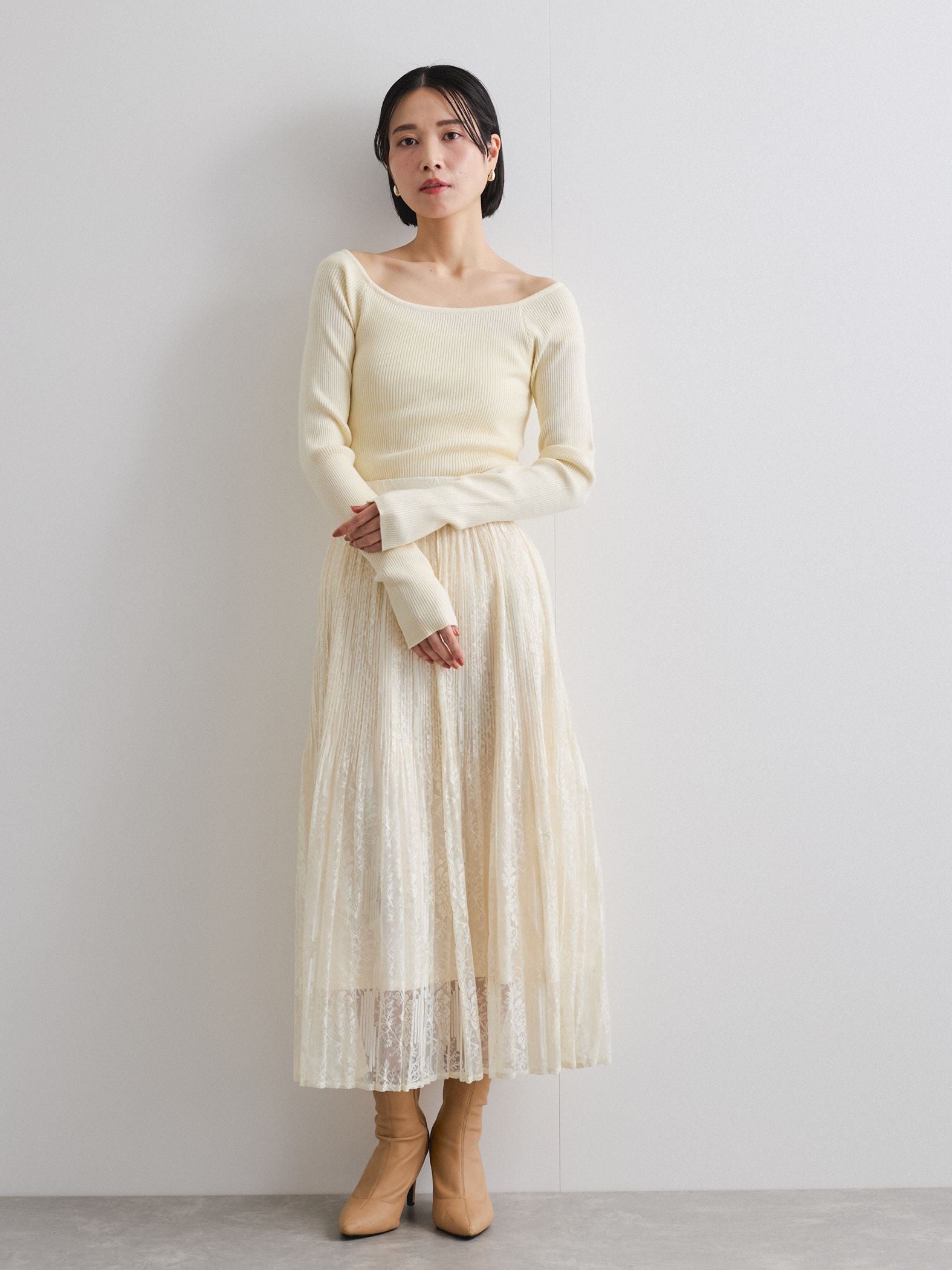 scai レースプリーツ　ロングスカート　クリーニング済 scai レースプリーツロングスカートクリーニング済