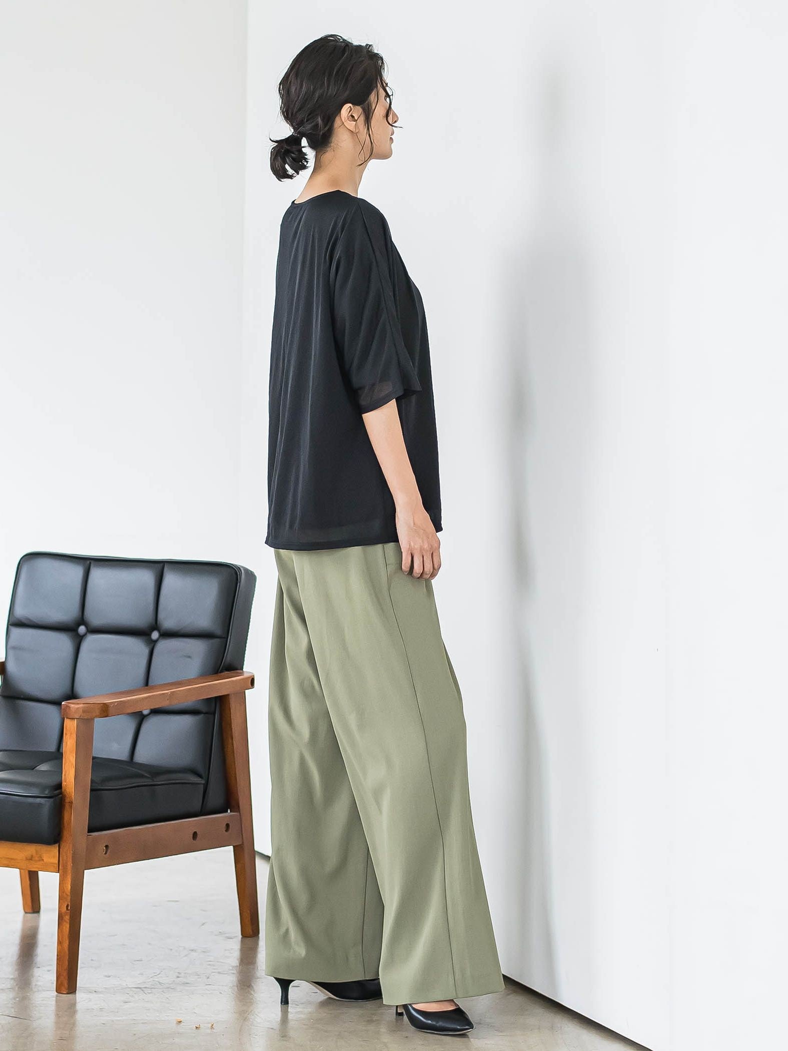 パッチポケットワイドパンツ≪洗濯機で洗える≫