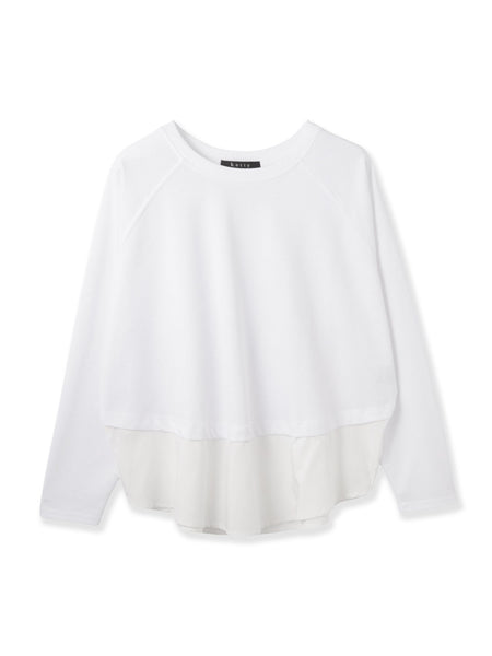 ポンチローマ異素材ラウンドヘムカットソー