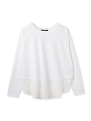 ポンチローマ異素材ラウンドヘムカットソー