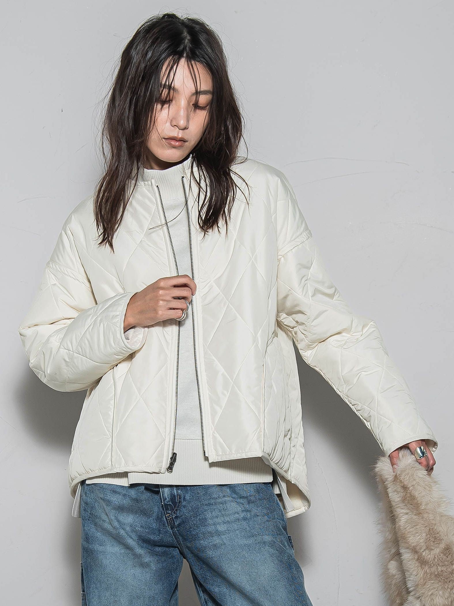 キルティング×フェイクファーリバーシブルブルゾン