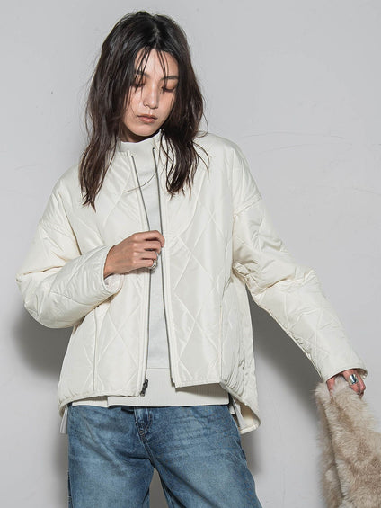 キルティング×フェイクファーリバーシブルブルゾン