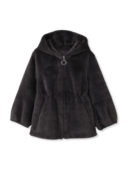 フェイクファーフーディショートコート≪手洗い可能≫