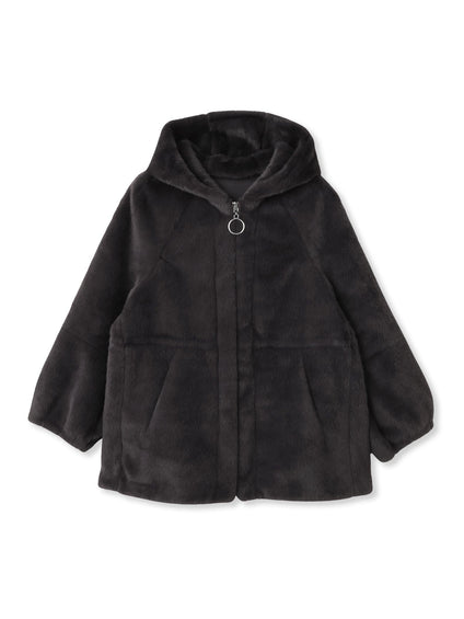 フェイクファーフーディショートコート≪手洗い可能≫