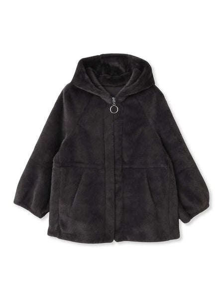 フェイクファーフーディショートコート≪手洗い可能≫