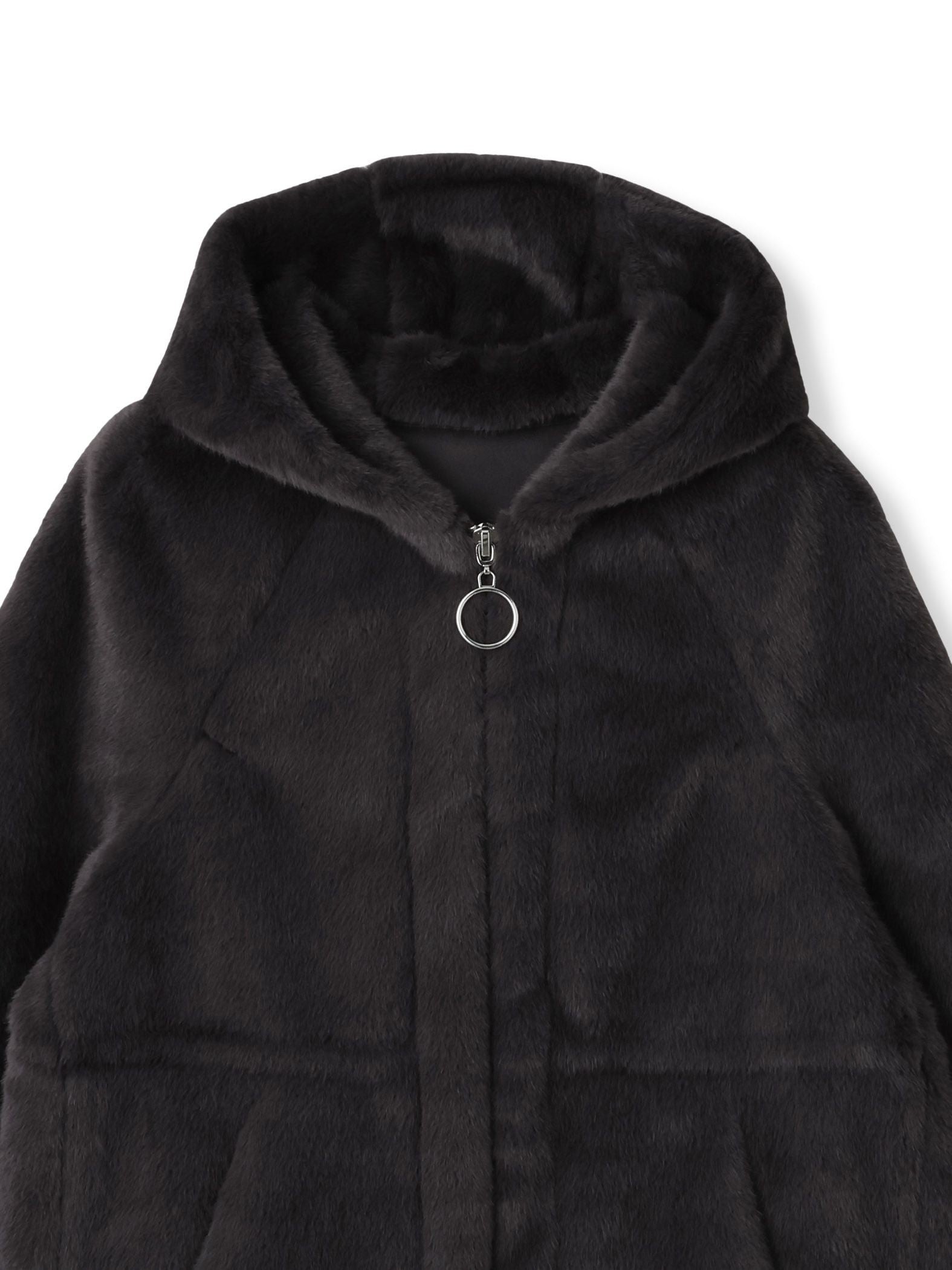 フェイクファーフーディショートコート≪手洗い可能≫