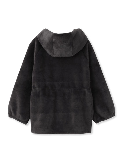 フェイクファーフーディショートコート≪手洗い可能≫