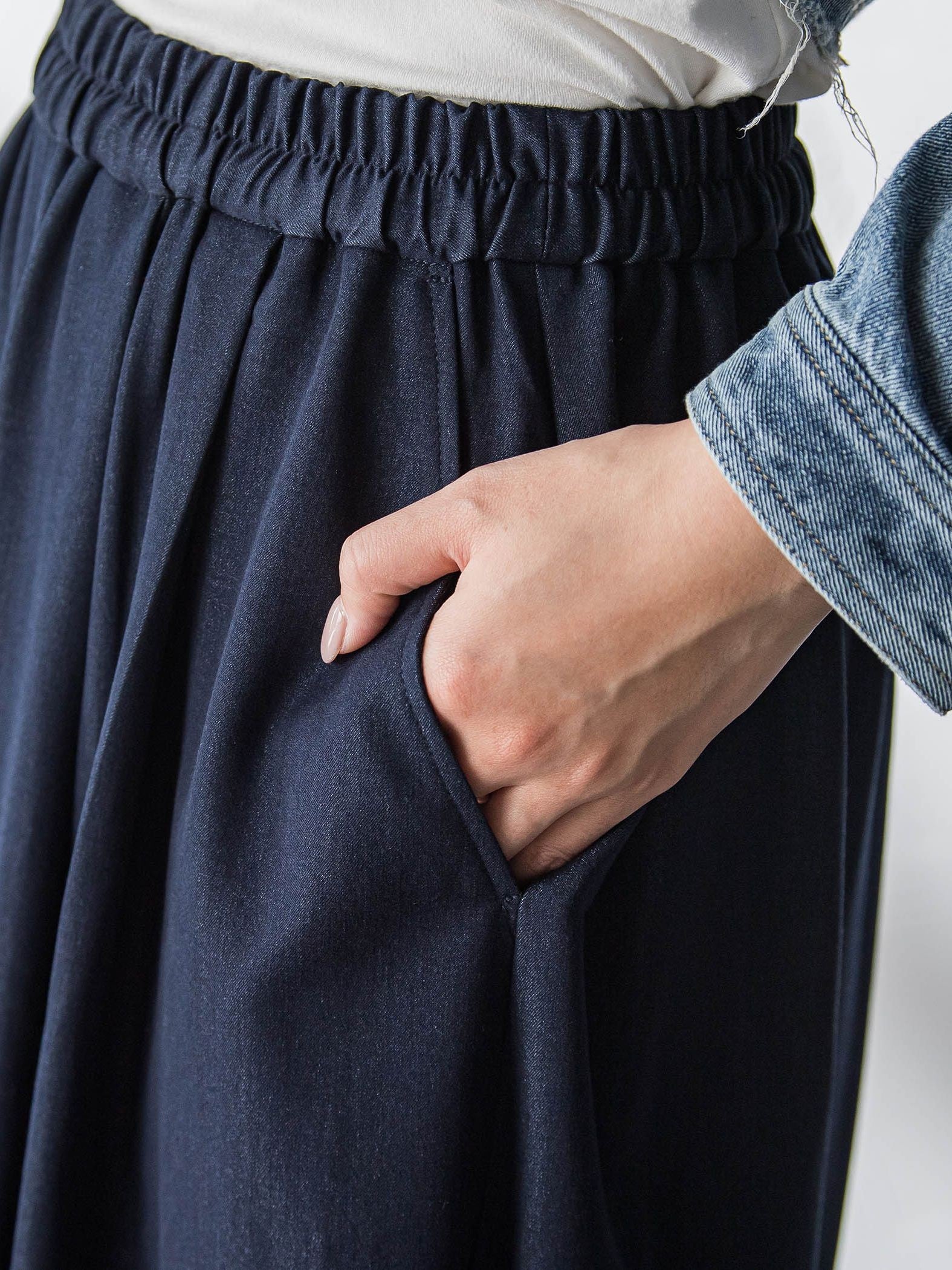 シャンブレーイージーキュロットパンツ≪手洗い可能≫