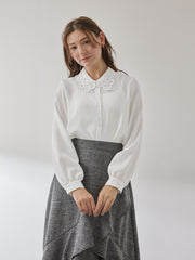 モスクレープレースカラーブラウス