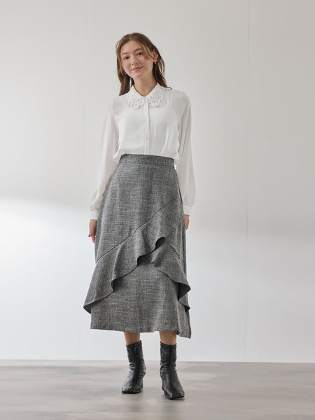 モスクレープレースカラーブラウス