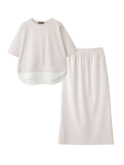 【上下セット】レイヤリードルマントップ×スカート2ピース