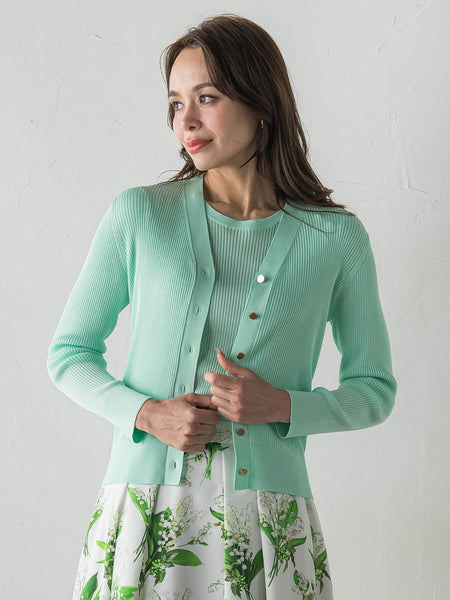 LUCINDAリブニットVカーディガン