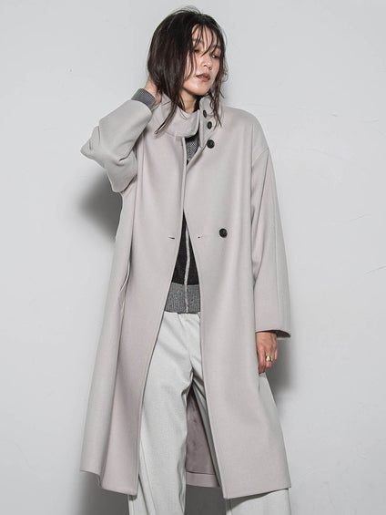 ライトジャージメルトンスタンドカラーロングコート