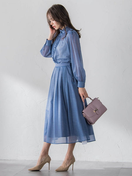 オーガンジーデニムブラウス