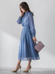 オーガンジーデニムブラウス