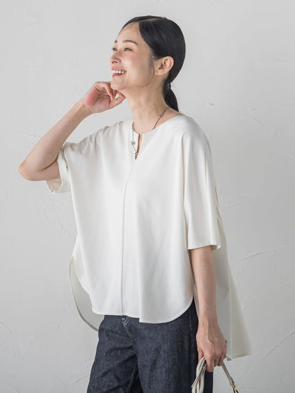 【WEB限定】≪夏の体型カバーに≫タックフレアカットソー