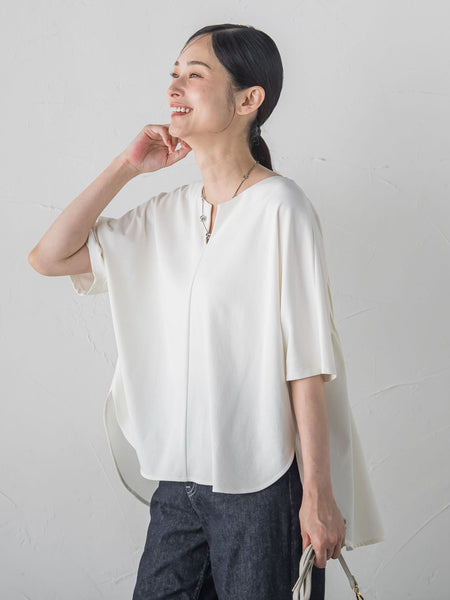 【WEB限定】≪夏の体型カバーに≫タックフレアカットソー