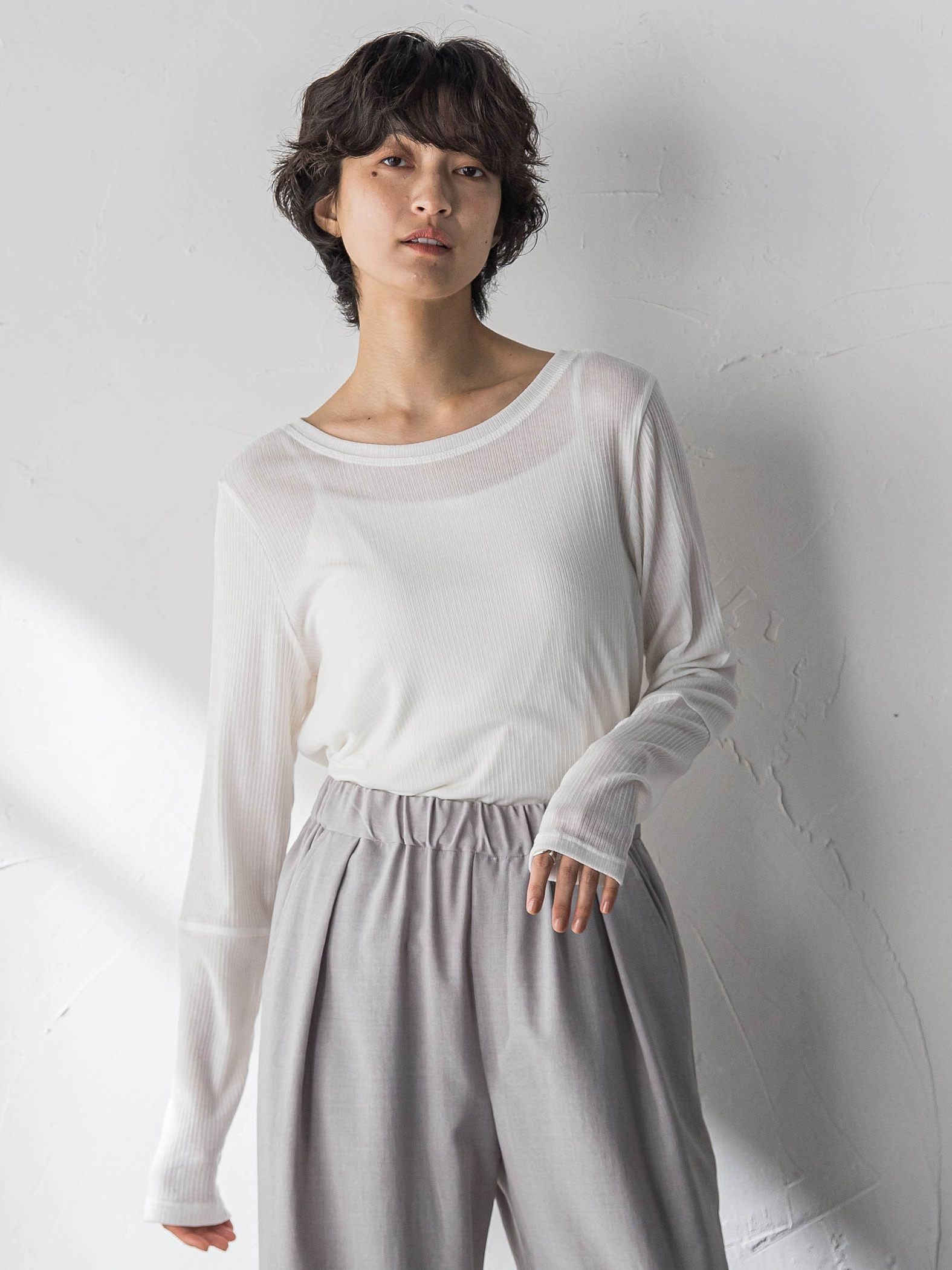 ”肌が喜ぶ”前後2WAYクルーネックロンT≪手洗い可能≫