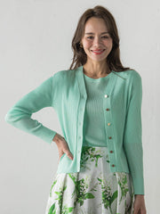 LUCINDAリブニットVカーディガン