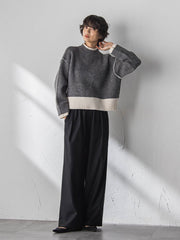 【WEB限定】ハイネック配色ニット≪手洗い可能≫