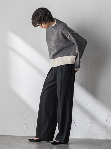 【WEB限定】ハイネック配色ニット≪手洗い可能≫