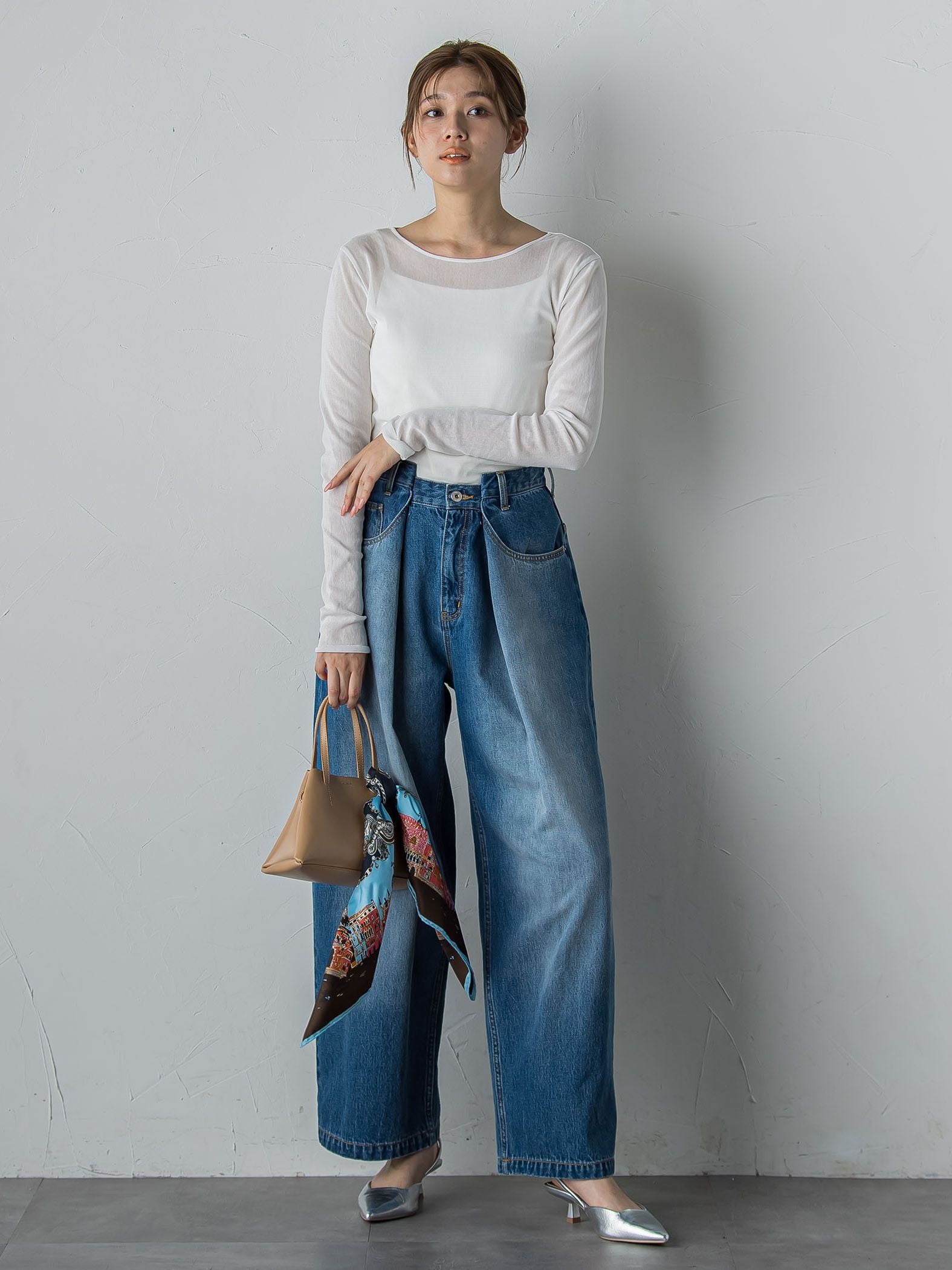 コットンサラチュールカットソー≪手洗い可能≫