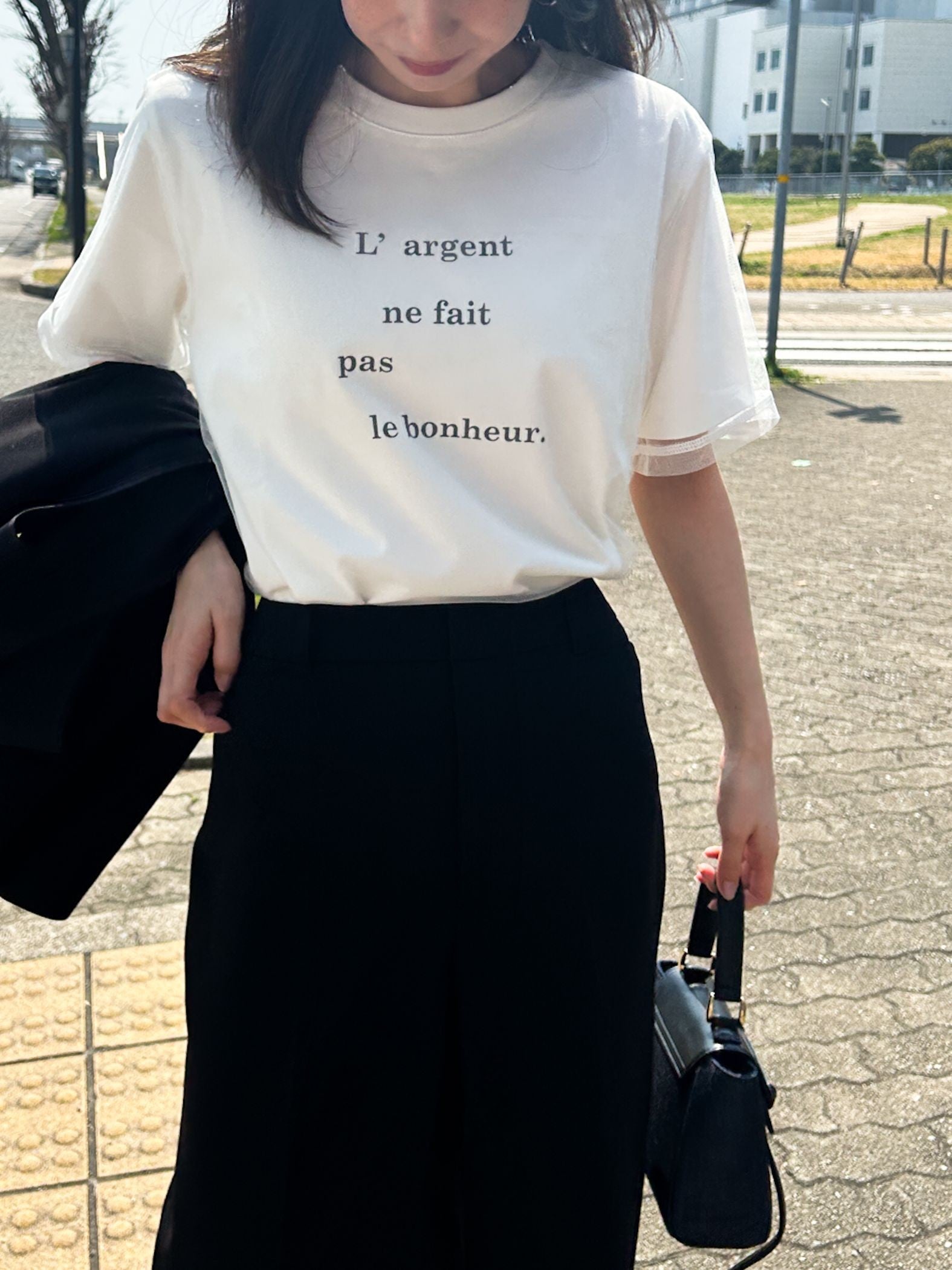 【WEB限定】チュールレイヤードロゴカットソー≪手洗い可能≫