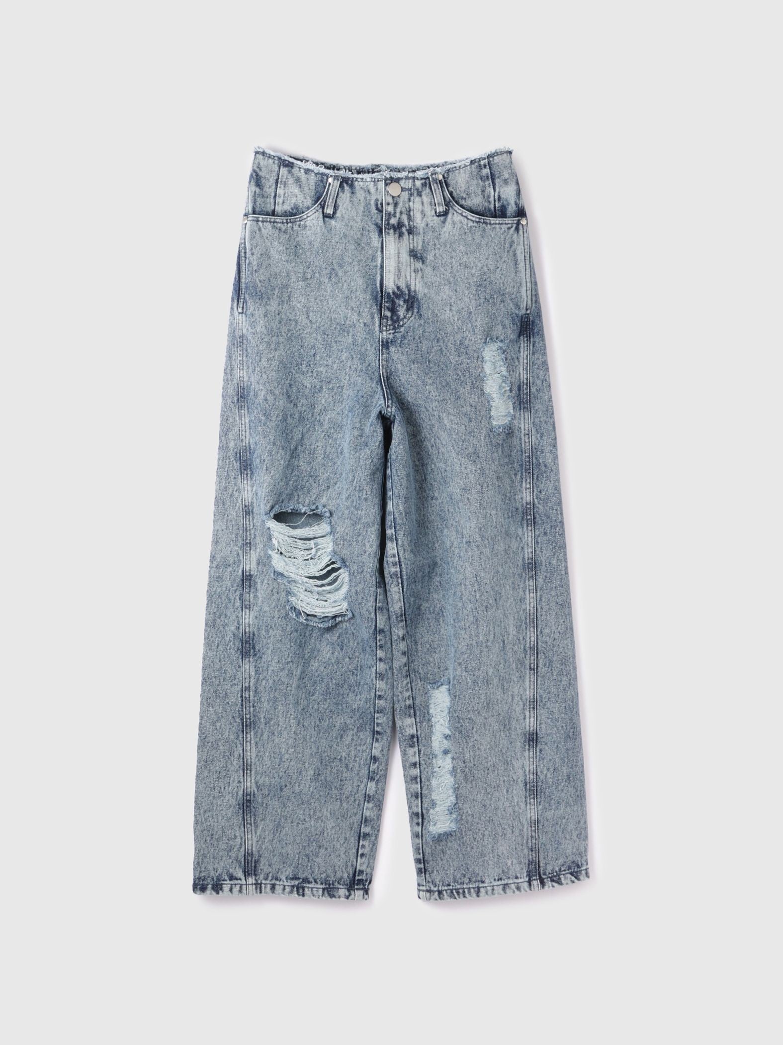 【大人の抜け感】デニムカットオフダメージパンツ