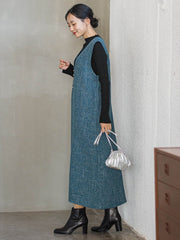 ツィードVネックジャンスカワンピース