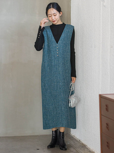 ツィードVネックジャンスカワンピース