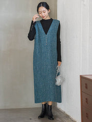 ツィードVネックジャンスカワンピース