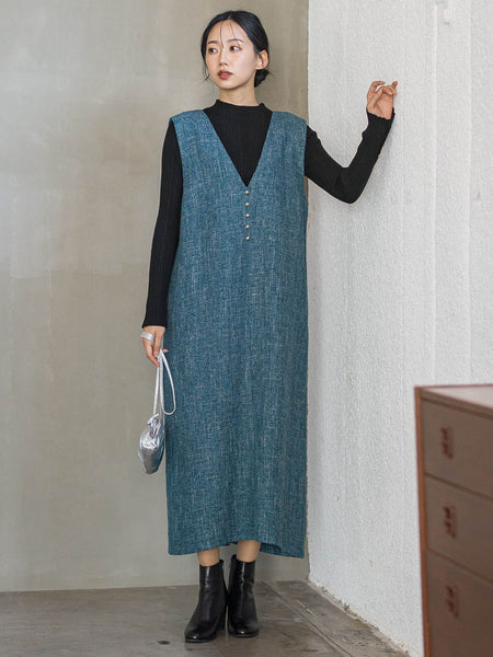 ツィードVネックジャンスカワンピース