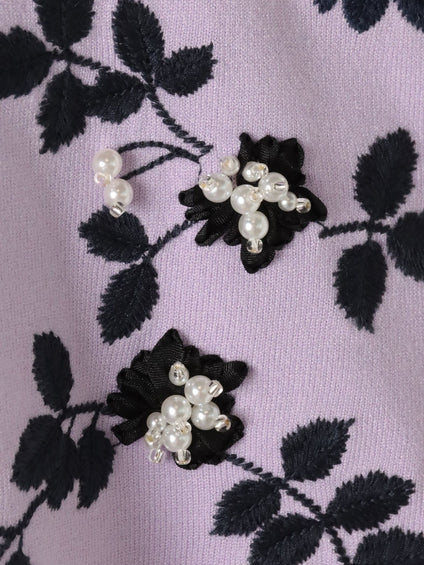 ボタニカルモチーフ刺繍カーディガン