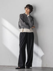 【WEB限定】ハイネック配色ニット≪手洗い可能≫