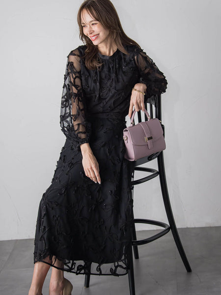 スパンコールテープチュールブラウス