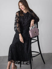 スパンコールテープチュールブラウス