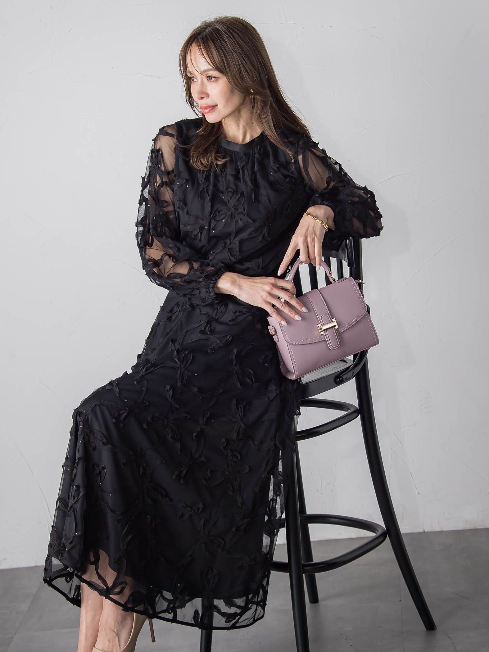 スパンコールテープチュールブラウス