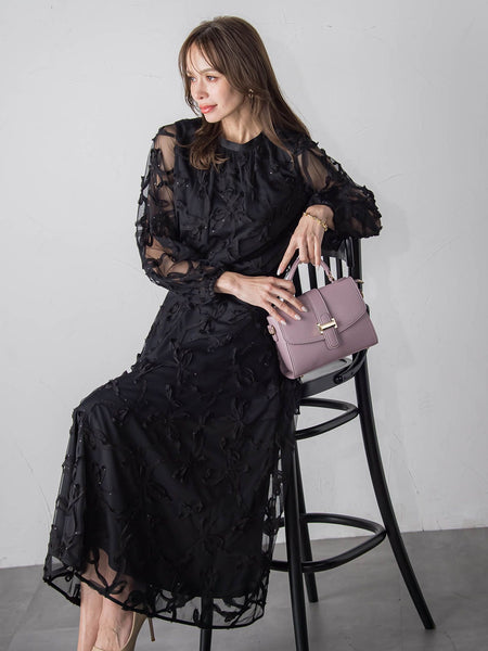 スパンコールテープチュールブラウス